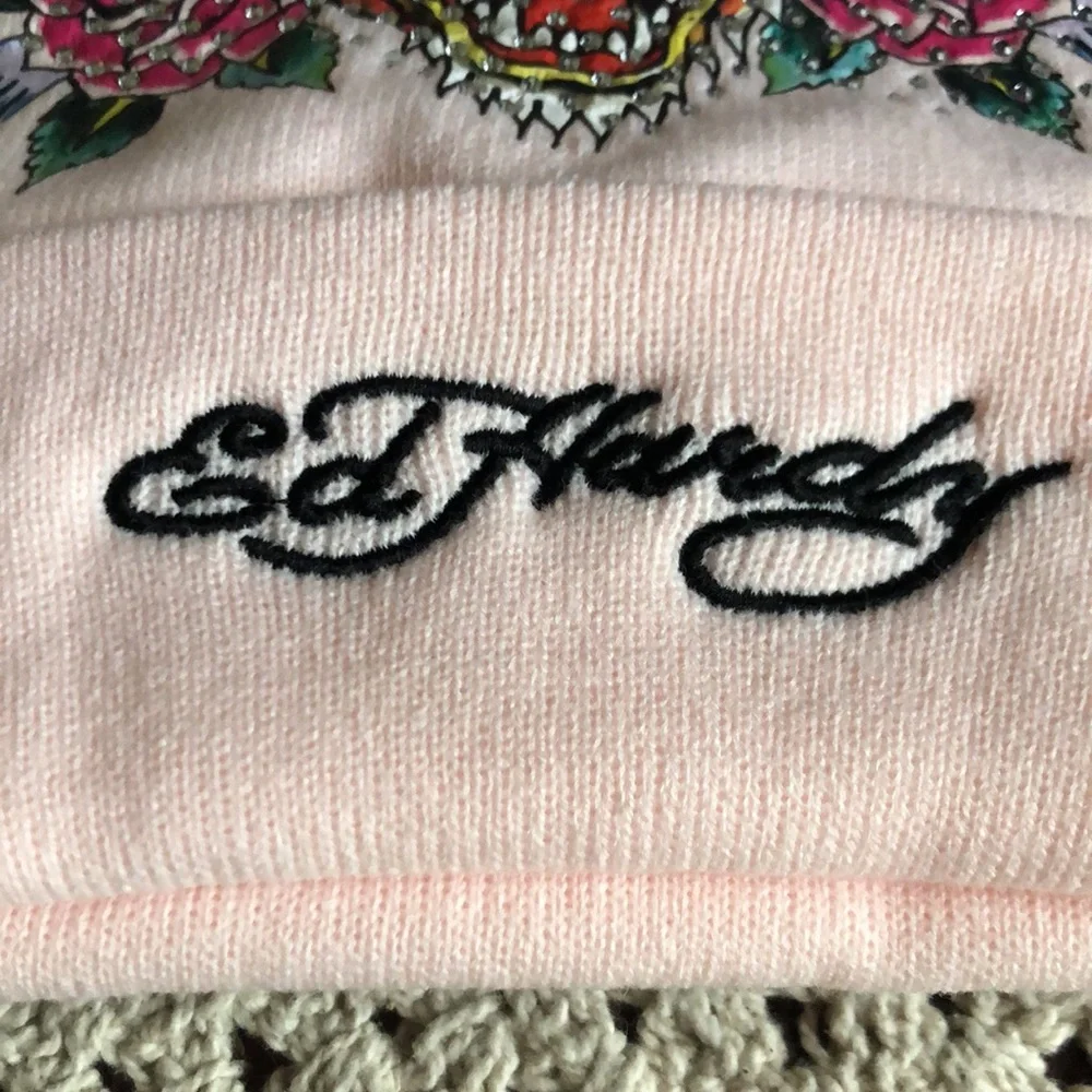 Ed Hardy Women’s Beanie Hats with Tiger and Floral Design